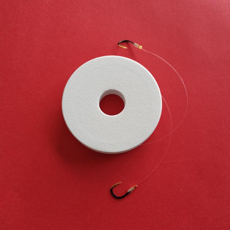 Hand-Tied Black Gold Tuna Mouth Double Hook Leader for Grass Carp and Big Fish Hook 7, Line 3.5
