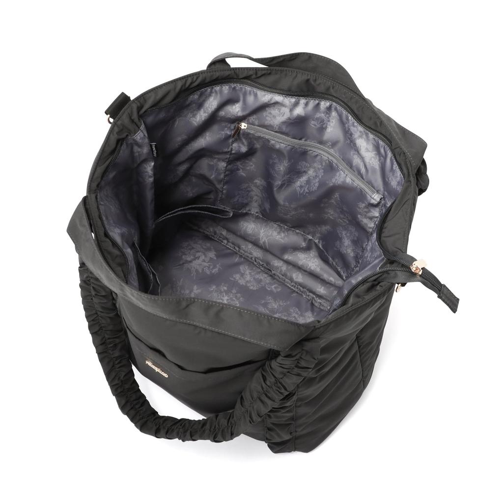 Francfranc Classic Flower Travel Bag, Dark Gray, Water-Repellent, Lightweight, Carry-On