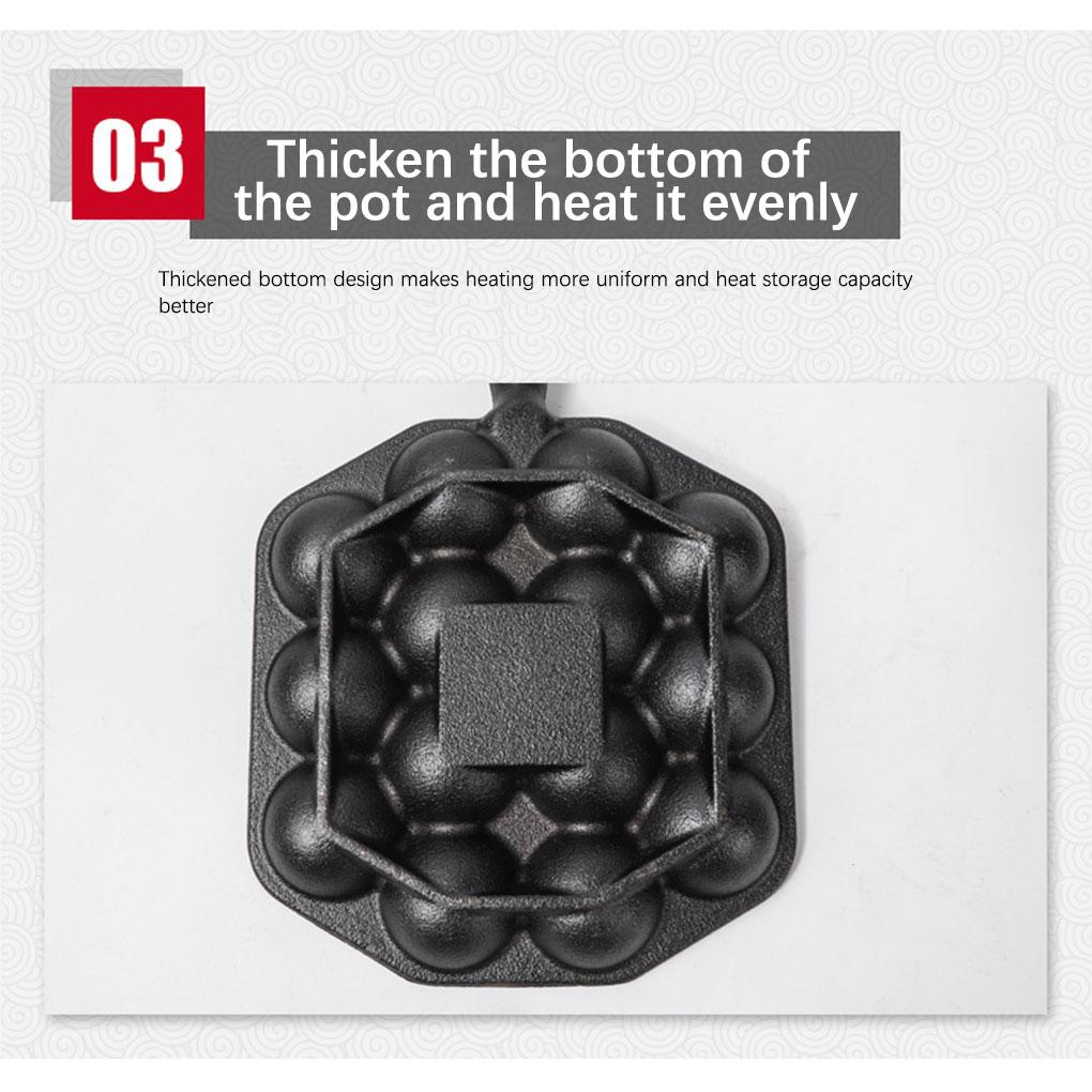 Takoyaki Frying Pan 12 Cavities Multi-functional Sturdy Iron Round Barbecue Plate Wear-Resistant Cooking Tools Home Supplies