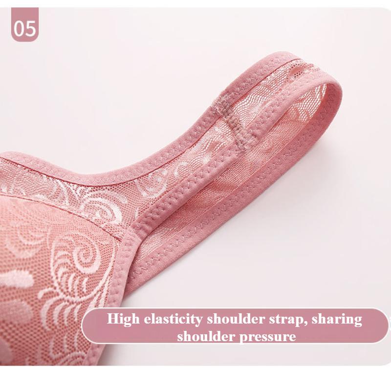 Middle Aged and Elderly Mothers' Sexy Front Opening Underwear Without Steel Rings, Large Size Gathered Anti Sagging Bra, Vest Style Bra