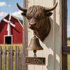 Vintage Highland Cow Door Bell Rustproof Cows Head Decorative Doorbell Rustic Crisp Sound Doorbells for Home/Ranch Decor