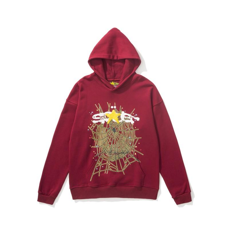 Oversized Hoodie With Spiderweb Foil Print Streetwear Cotton Sweatshirt Men