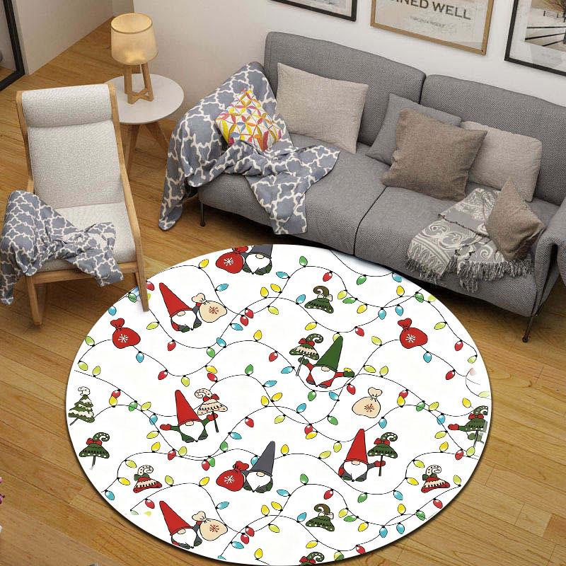 Classic Round Boho Multicolor Area Rug, Non-Slip Floor Mat for Bedroom