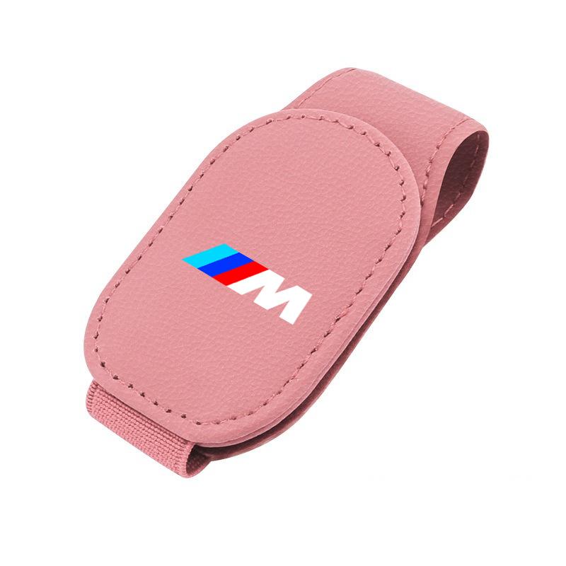 BBJK3 For BMW M X1 X2 X3 X5 X6 E46 E39 E90 E36 E60 E34 E30 F30 Magnetic Leather Eyeglass Hanger Clip Universal Car Sunglasses Holder