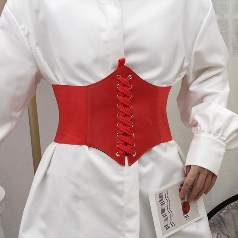 1PC Delicate Texture Elegant Posture Soft Durable Faux Leather Shirts Stylish Versatile Wide Waistband Daily