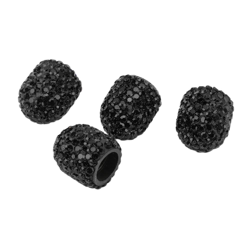 4 Pcs Bling Valve Stem Caps 15mm Stem Air Cover Tire Decoration Universal for Car MotorcycleBlack