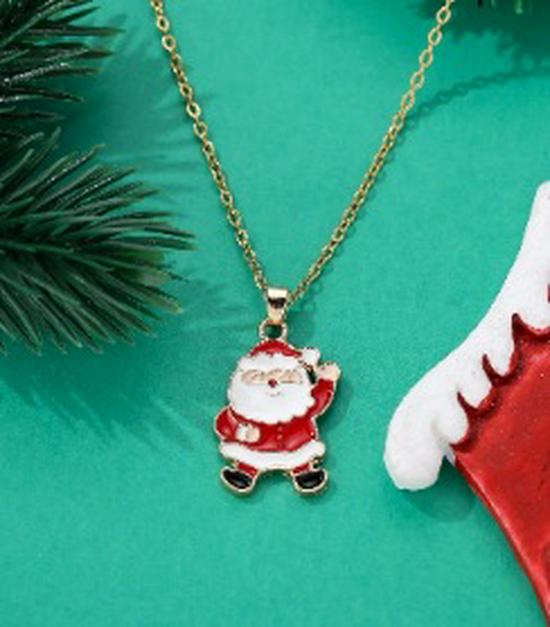 Cross-border Christmas Wish Tree Snowman Reindeer Bells Necklace