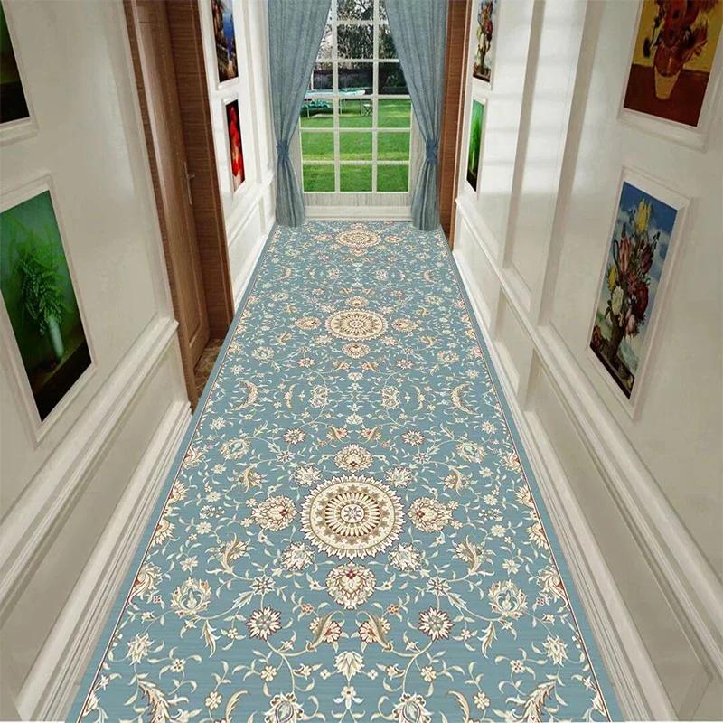 European Luxury Hall Corridor Carpet Non-slip Washable Runner Stairway Rug Outdoors Aisle The Long Corridor Mat Customizable