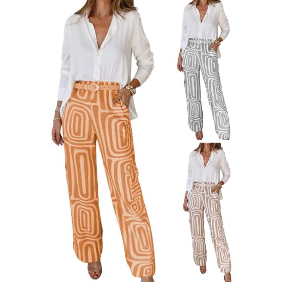 Zweiteilige Outfits für Damen Langarm-Hemden mit Knöpfen und Lange Hosen Elegantes Business-Set Lässiges Büro-Arbeits-Set