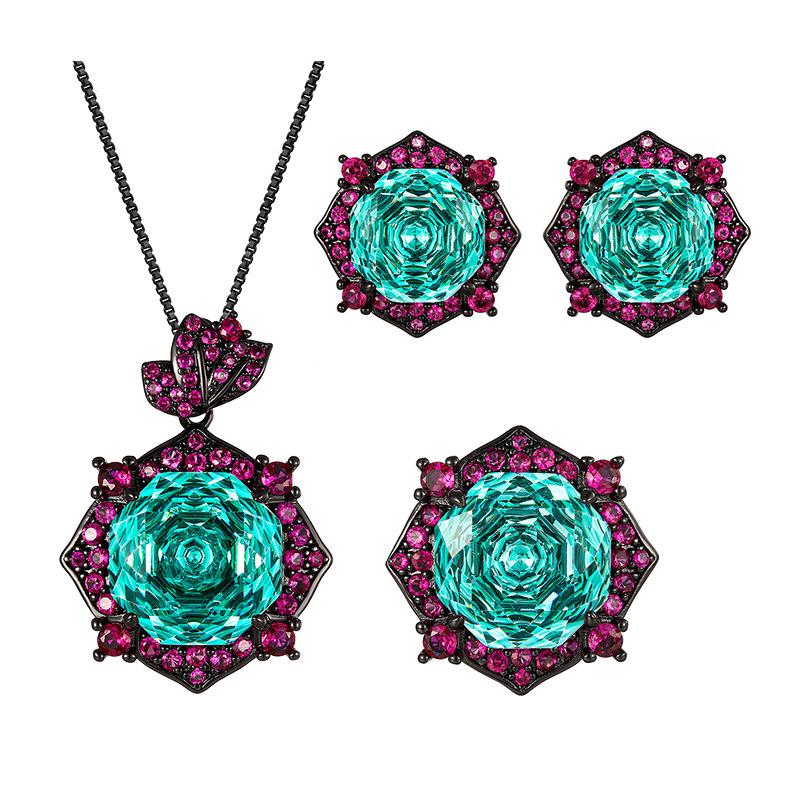 Jewelry Copper Bottom Gold-Plated Millennium Chepala Green Light Luxury Set Main Stone 14-10Mm