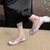 Soft sole round head ballet single shoes women's spring new silk and satin surface comfortable flat bottom one pedal