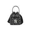 MLB Monogram Series Vintage Floral Print Letter Logo NY Yankees Polyester Bucket Bag Unisex Bags Black 3ABMS012N-50BKS