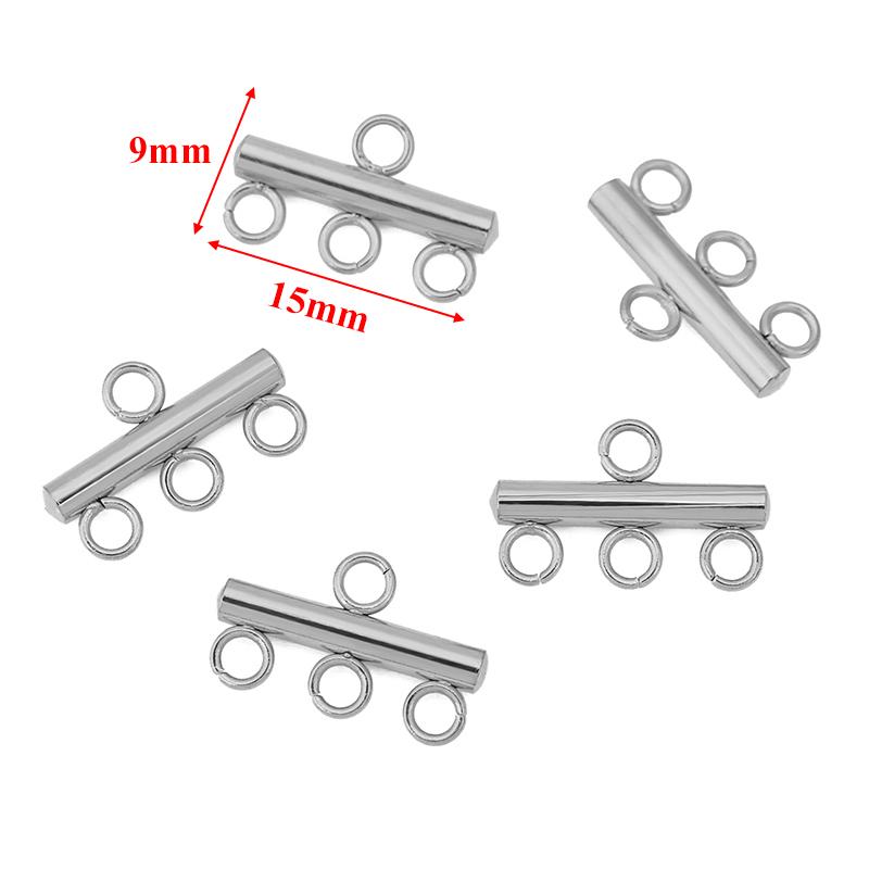 10pcs Stainless Steel Layer Necklace Bracelet Clasp Bails 5 Loops Drop Earrings Chains Connectors DIY Jewelry Findings Supplies