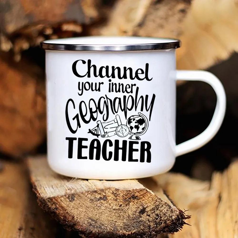 Musik Englisch Geschichtslehrer Drucktassen Weiß Emaille Heiße Schokolade Tasse Henkel Saft Trinkbecher Zuhause Büro Tasse Weihnachtsgeschenke