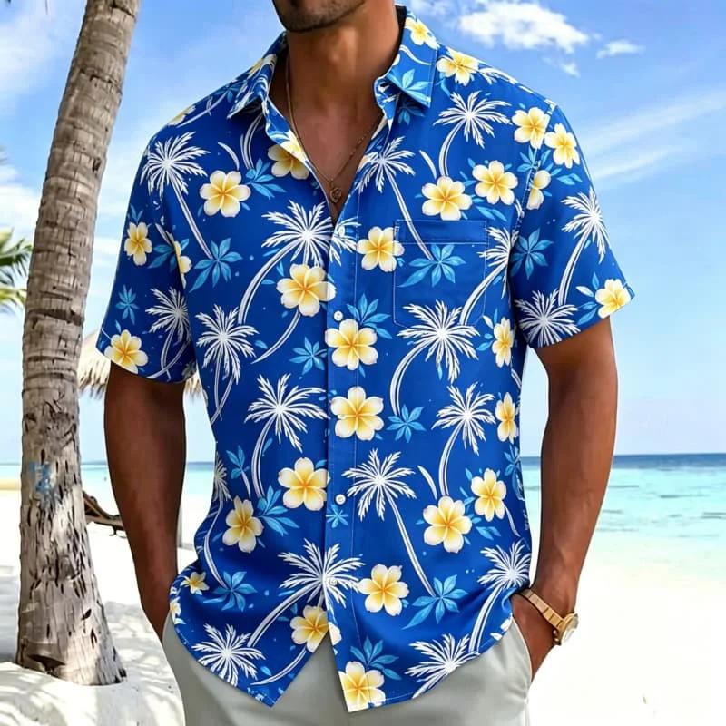 Hawaiianisches Tropenmuster Kurzarmhemd, Perfekt für Strandausflüge