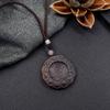 Natural ebony hand-carved necklace female long retro literary Pixiu sweater chain versatile accessories