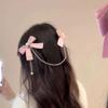 Bows Duckbill Clip Bobby Pins Princess Head Fringe Pearl BB Clip Hair Accessories Pearl Chain Double Edged Clip Bow HairClip