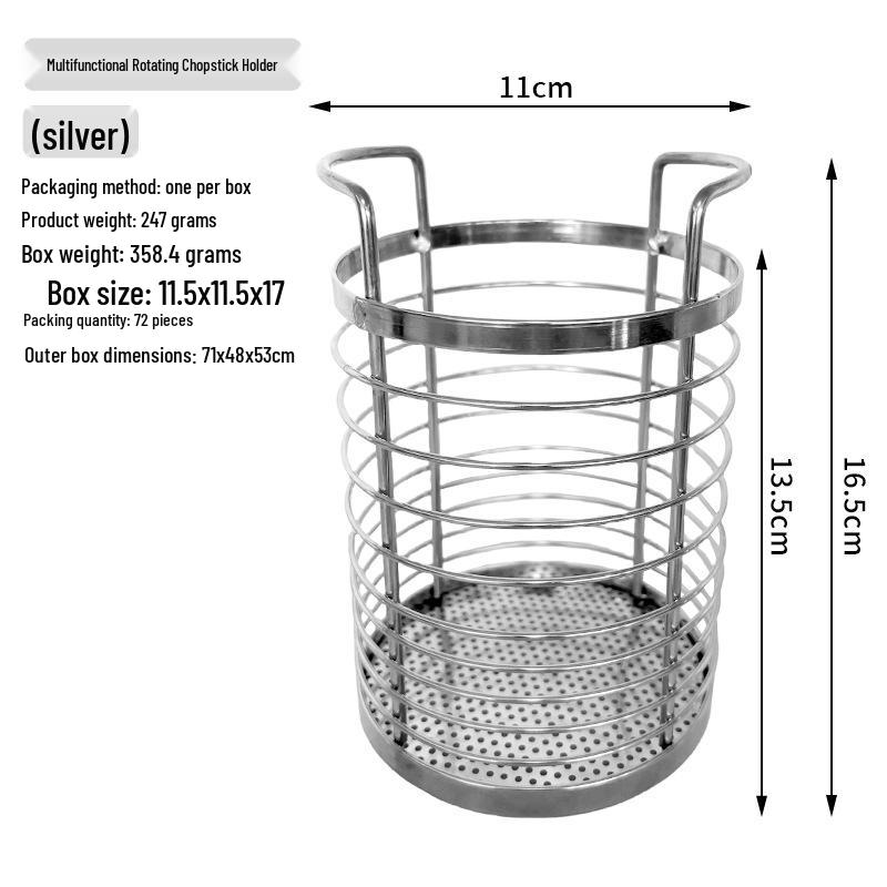 Multifunctional Rotatable Stainless Steel Chopstick Holder Basket