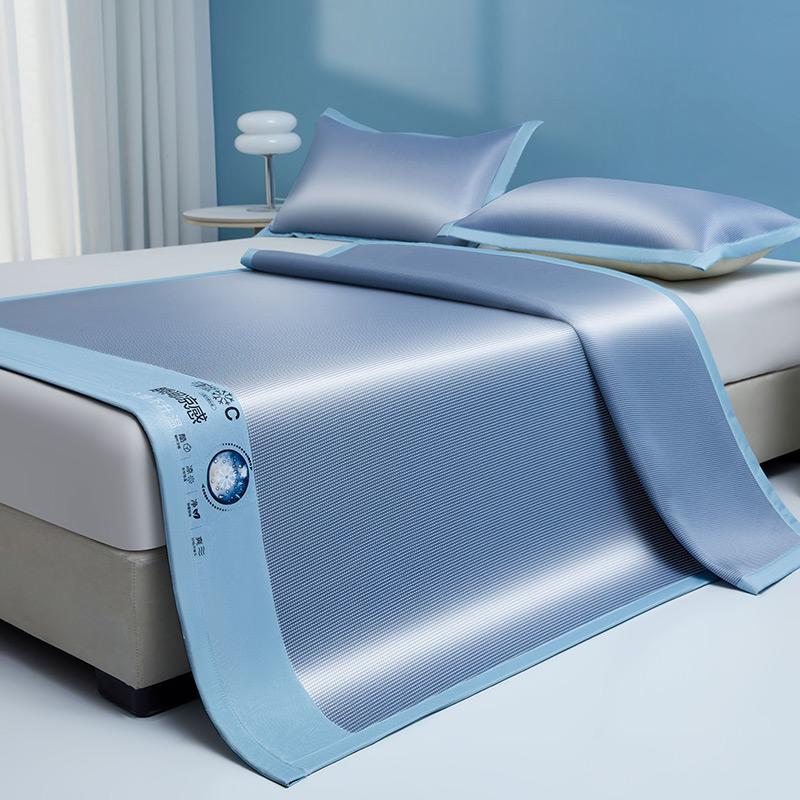 Summer Cooling Bed Pad Light Luxury Carbon Fibres Sleeping Cool Bed Mat Ice Silk Mats with Pillowcases Smooth Mattress Cover Set