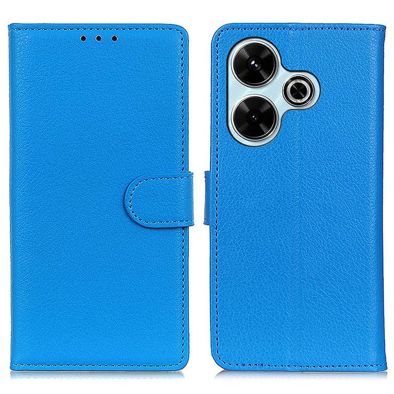 

Для Xiaomi Redmi 13 5G/13 4G Чехол Текстура личи Кожаный чехол для телефона с кошельком и подставкой Blue