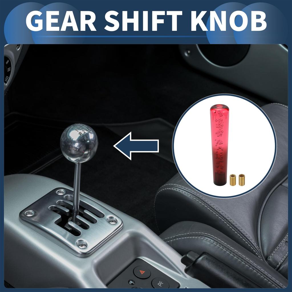 INFINAUTO Round Crystal Shift Knob Gear Shift Knob for Automatic and Manual Acrylic with 2 1 Set 20cm, Vehicles, Red/Black, Adapters,