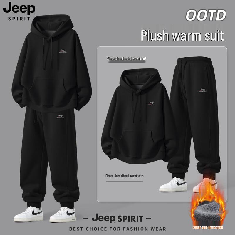

JEEP SPIRIT Men s Winter Fleece Hooded Sweatshirt & Jogger Pants Set 2XL