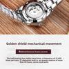 JINSHIDUN Tungsten Steel Mechanical Watch, Waterproof Double Calendar Ladies' Watch