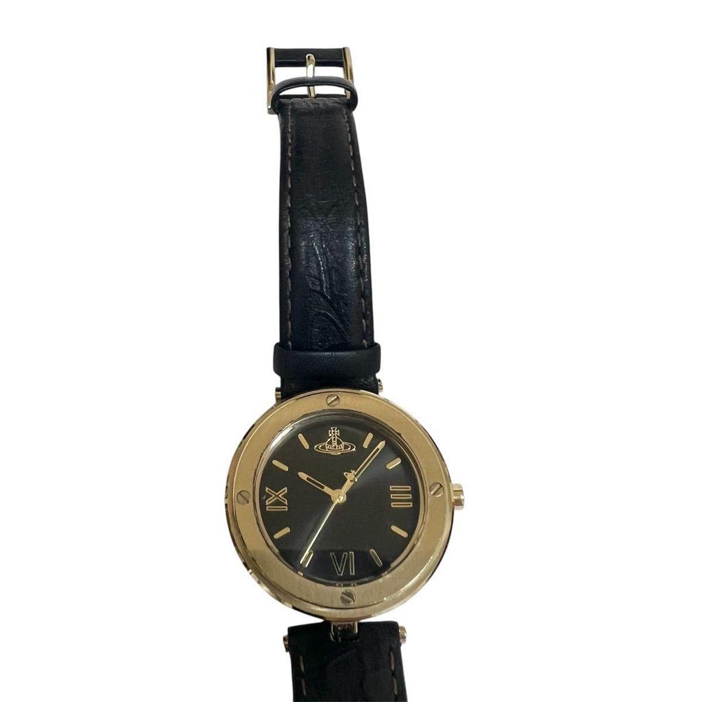 Used Vivienne Westwood Ladies Watch Orb Logo Leather Strap Black Vivienne Westwood Quartz