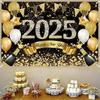 2025 Happy New Year Backdrop for Photography Champagne Golden Balloon Banner Celebrate Party Background Poster