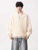 Men's Loose Knit Half-Zip Sweater - Solid Color, Stand-Up Collar, Cozy Autumn/Winter Pullover