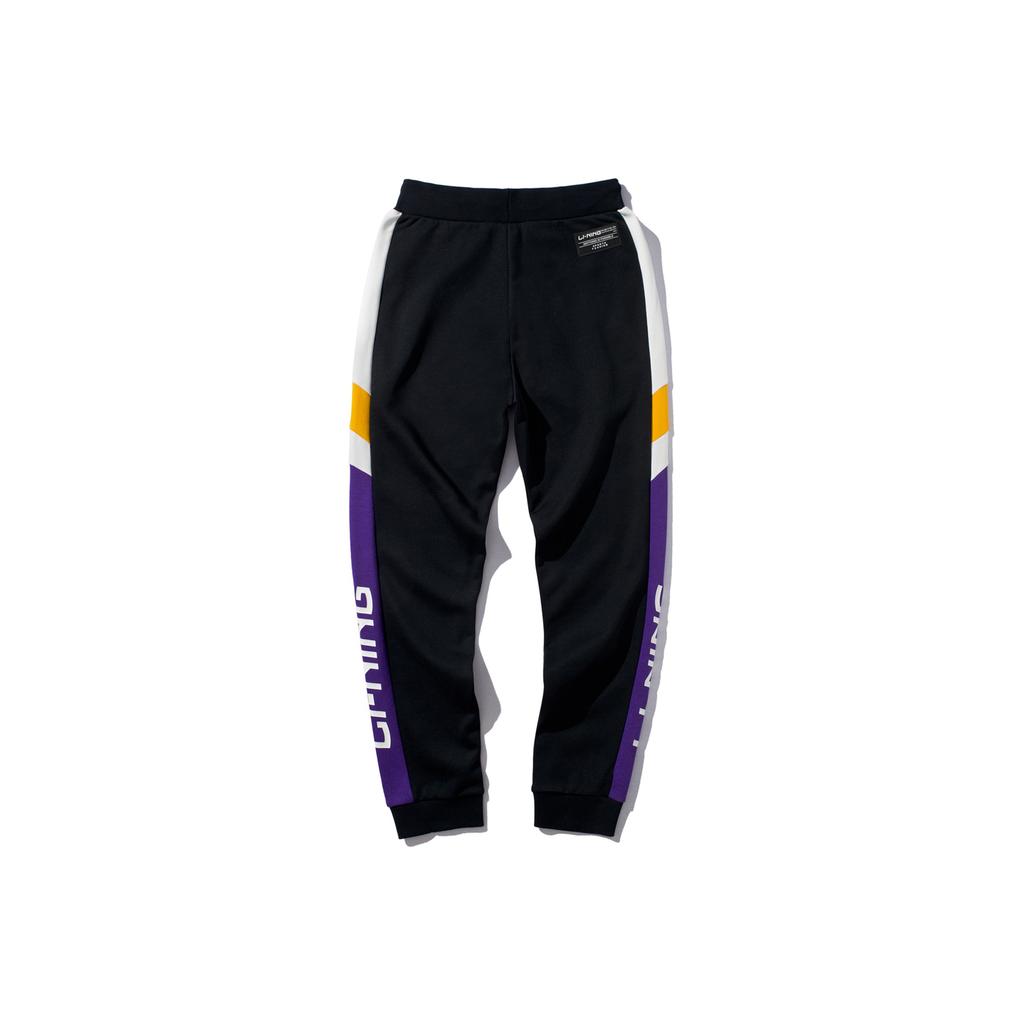 Li Ning Color Block Printed Sports Jogger Pants Men Bottoms Iron-Blue Purple AKLP847-2