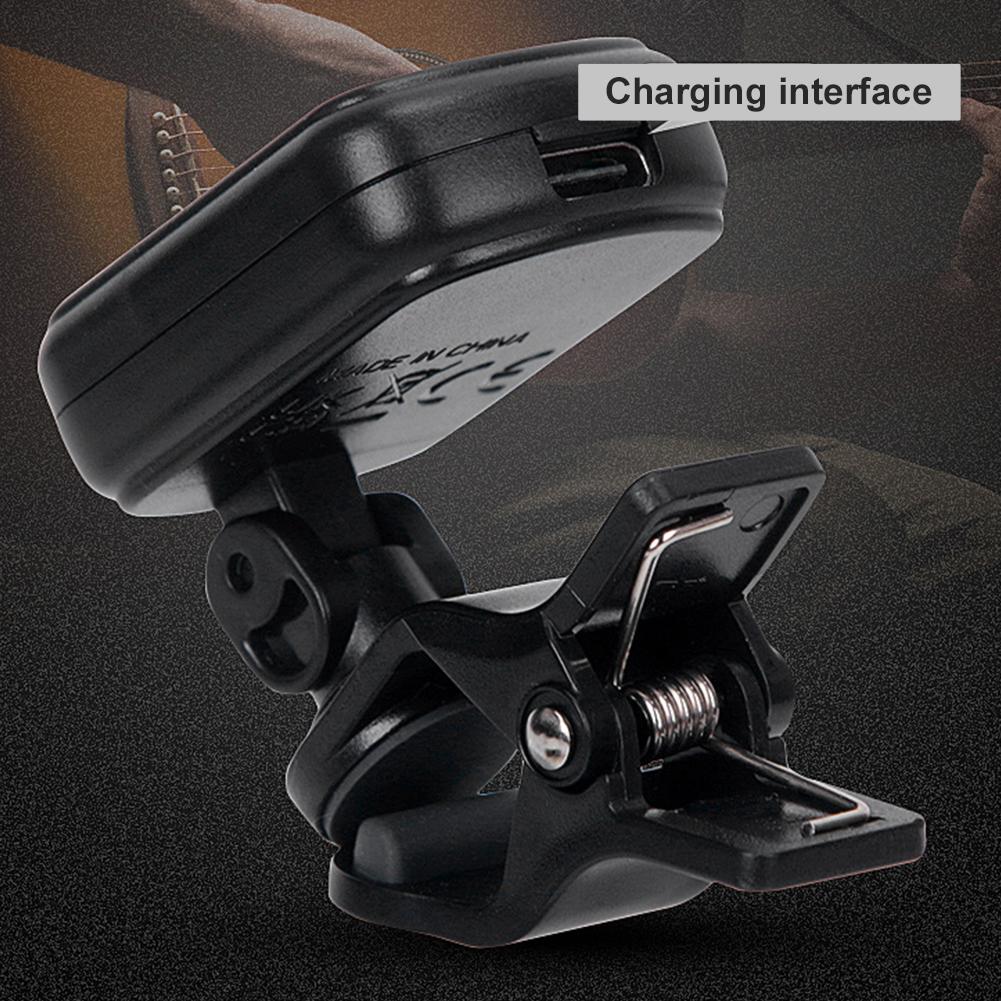 Digital Electronic Tuner Foldable Rotatable Acoustic Guitar Tuner Rechargeable for Acoustic/Electric Guitar Ukulele Violin Bass