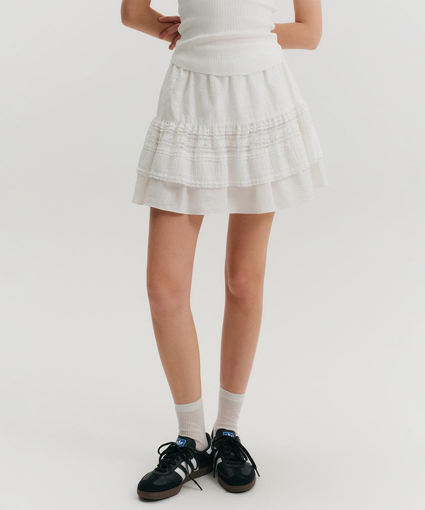 Lugkaeseuteu Lulu Shirring Banding Skirt_Ivory