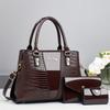 Mother and Child Bag Three-piece Handbag Crocodile Pattern Shoulder Messenger Bag Autumn and Winter Large Capacity Women's Mother Practical
