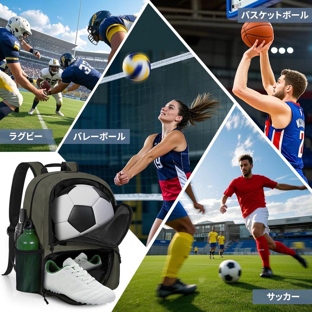 Rxakudedo Soccer Backpack for Basketball and Volleyball Durable Ball and Shoe Organizer with Separate Compartments for Sports Large Gray - Equipment,