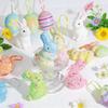 6Pcs Painted Sequin Bunny Ornament Animal Mold Easter Bunny Decor Foam Easter Rabbit  Outdoor Wreath