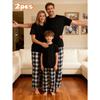 2026  Family Matching Holiday Set, Breathable Short Sleeve Tops & Vintage Checkered Trousers for Dinners