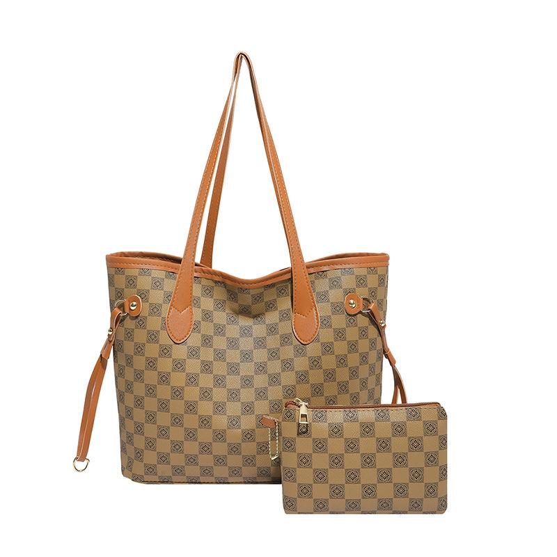 Vintage High Aesthetic Tote Bag New Large Capacity Printed Shoulder Handbag Retro Casual Faux Leather Commuter Purse