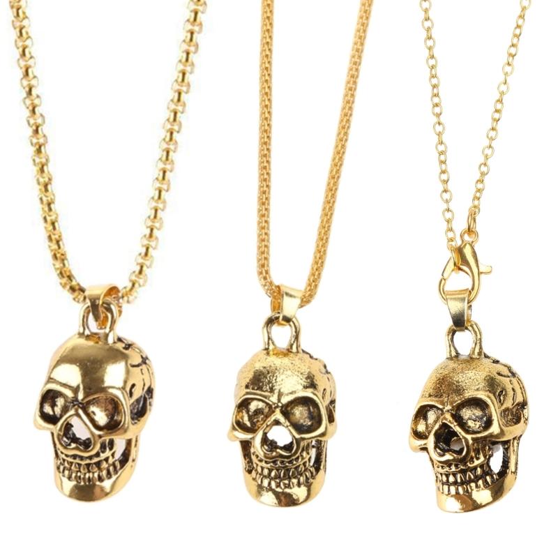 Pendentif Collier Tête de Mort en Acier Inoxydable Punk Rapper Homme Collier Tête de Mort Gothique Personnalisé Cadeau en Acier Inoxydable