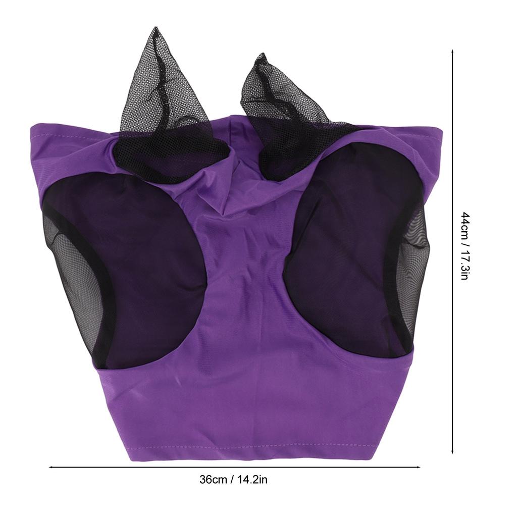 Horse Mesh Fly Mask Breathable Elastic Horse Face Mask with Ears Protection Riding Equestrian Equipment Purple
