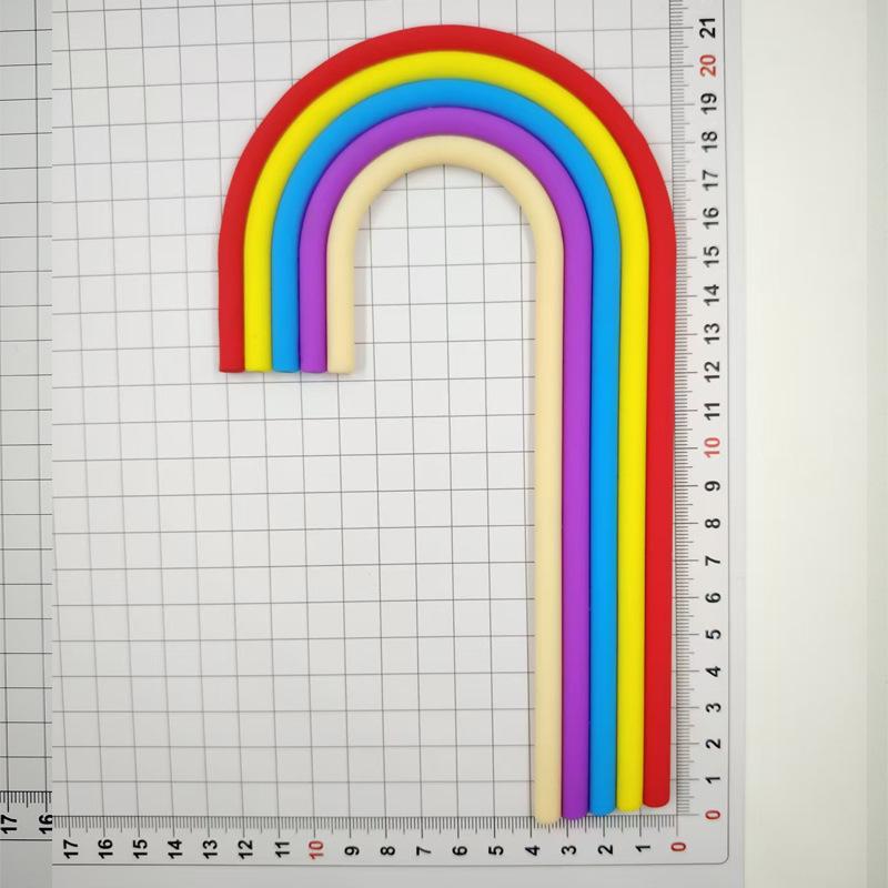 Versatile Rainbow Arch Cake Topper: Colorful Cartoon Forest Style Red Pink Rubber Ornament