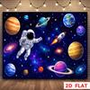2D-Ebene - 1 Stück 2D-Fahnen-Hintergrund im Weltraum-Thema, bedruckt mit Astronauten.PMJ