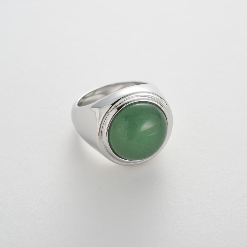 Fashion Retro Premium Metal Copper Plated Platinum Inlaid Green Dongling Ring Tide Niche Design Temperament Personalized Ring