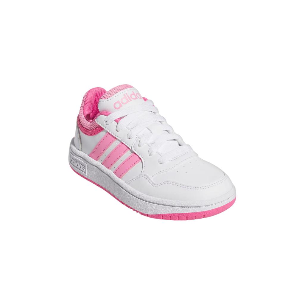 Adidas Hoops 3.0 K Simple Stylish Comfortable Low Top Kids Basketball Shoes Kids Sneaker White Blessing-Pink Pulse-Magenta IG3827