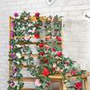 Silk Rose Vine Decor With Crystals For Wedding And Home Wall Art