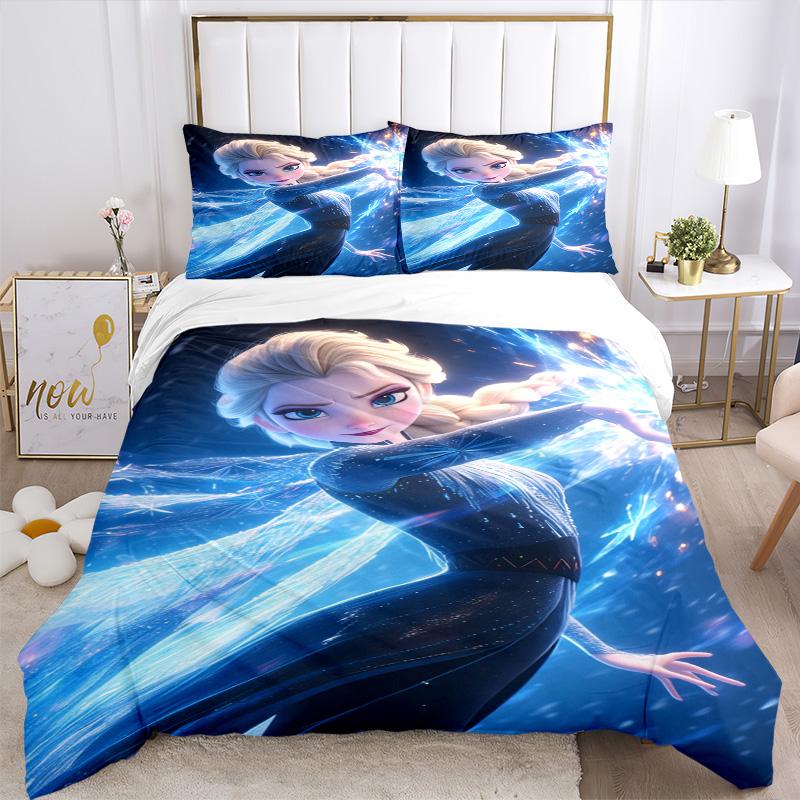 Elsa'S Frozen Magic Print 3Pcs Bedding Setduvet Cover With 2 Bedropillowcase Home Birthday Gift