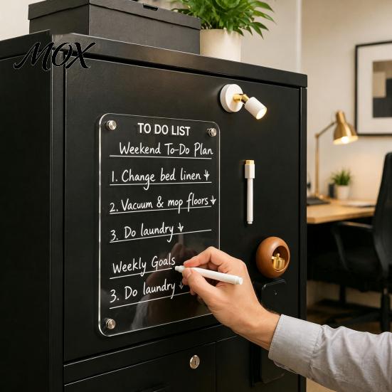 Magnetic Menu Board for Kitchen 12''x8'' Acrylic Planning Board, Clear Weekly Meal Planner, Home Organization Refrigerator Dry Erase Noteboard