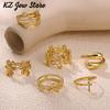 Minimalist Corss Hollow Opening Rings For Women Flower Buds Anillos Fashion Ring Gold Color Romantic Jewelry Party Punk Gift