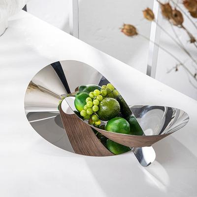 Wood Grain Metal Irregular Winding Fruit Tray, Geometric Art Stainless Steel Tray, Dining Table Decoration Storage Tray
