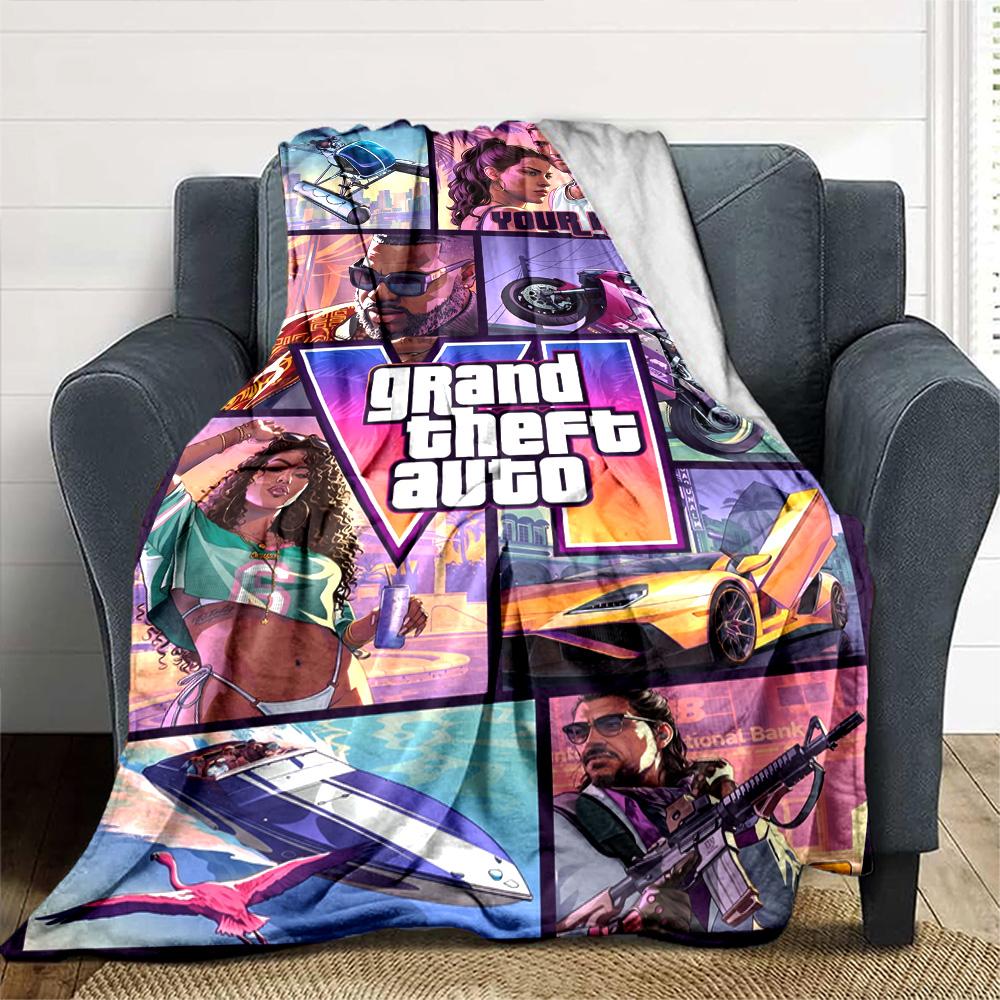 Grand Theft Auto Personalized Name Blanket Multi-purpose Customizable Blanket Durable Comfort Throw For Nap Home Decor Office Couch All-Season Use